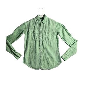Ralph Lauren Womens - Sz 4 - Linen Bright Green Long Sleeve Button Down - EUC